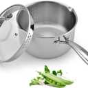 Stainless Steel Saucepan with Glass Lid, 3.5 Quart Multipurpose Sauce Pan, Sauce Pot - for Easy Pour with Ergonomic Handle (Tri-Ply Full Body)