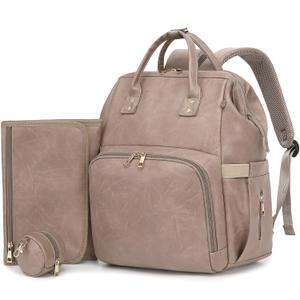 Premium Vegan Leather Diaper Bag Backpack with Waterproof Changing Pad  Reinforced Stitching & Zippers, Baby Bag for Boy Girl, Stroller Straps, Ergonomic Design for Traveling Moms, Taupe