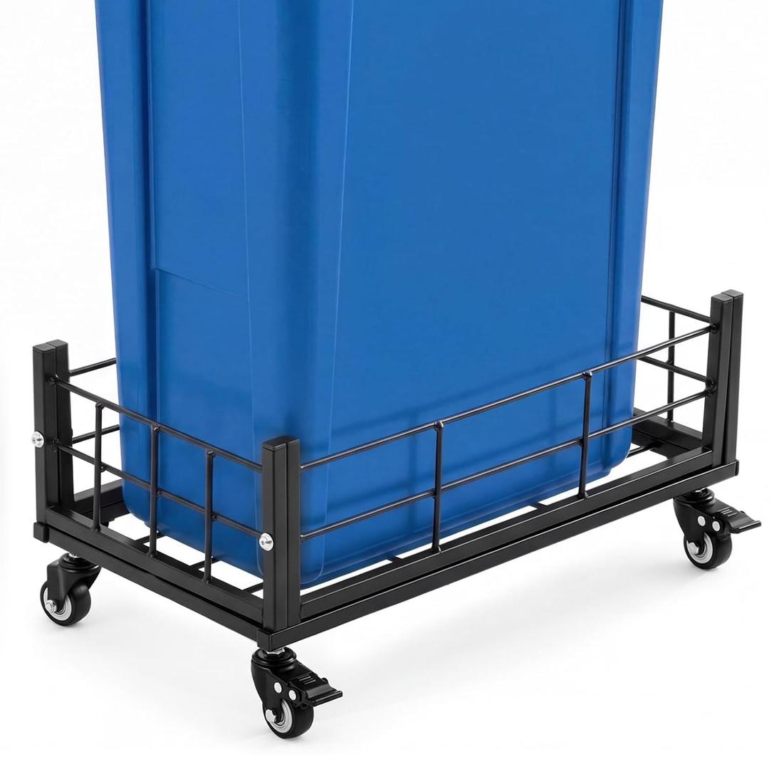 Metal Trash Can Dolly, 16/23 Gallon Containers 4 Swivel Wheels