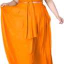 Ophestin Womens Plus Size 2 Piece Dress Outfits Solid Color Crop Top Maxi Skirts Set (XX-Large, Orange)