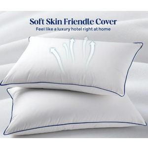 Unikome Hotel Collection Bed Down Feather Pillows for Sleeping, Medium Firm Feather Down Pillow Inserts Queen Size Set of 2 Soft Cozy Cooling Bedding Bed Pillow, 20 x 30 Inch