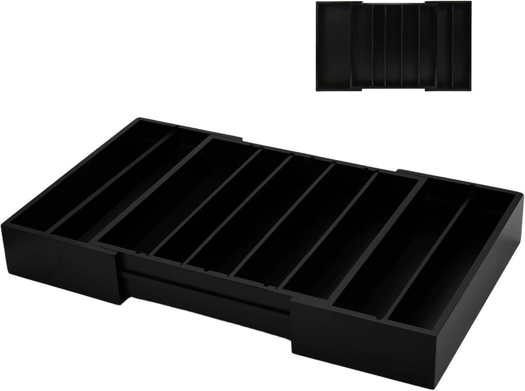 MinBoo Bamboo Drawer Organizer - Expandable K Cup & Pods Holder, Coffee Pod Storage, Tea Organizer, Versatile Kitchen Accessory Organization and StorageBlack