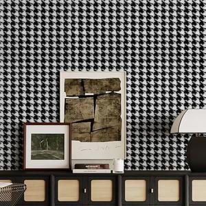 CAX Black and White Peel and Stick Wallpaper Houndstooth Peel and Stick Wallpaper 17.3''x120''Self-Adhesive Removable Contact Paper Modern Waterproof Wall Paper for Cabinets Bedroom Living Room Vinyl