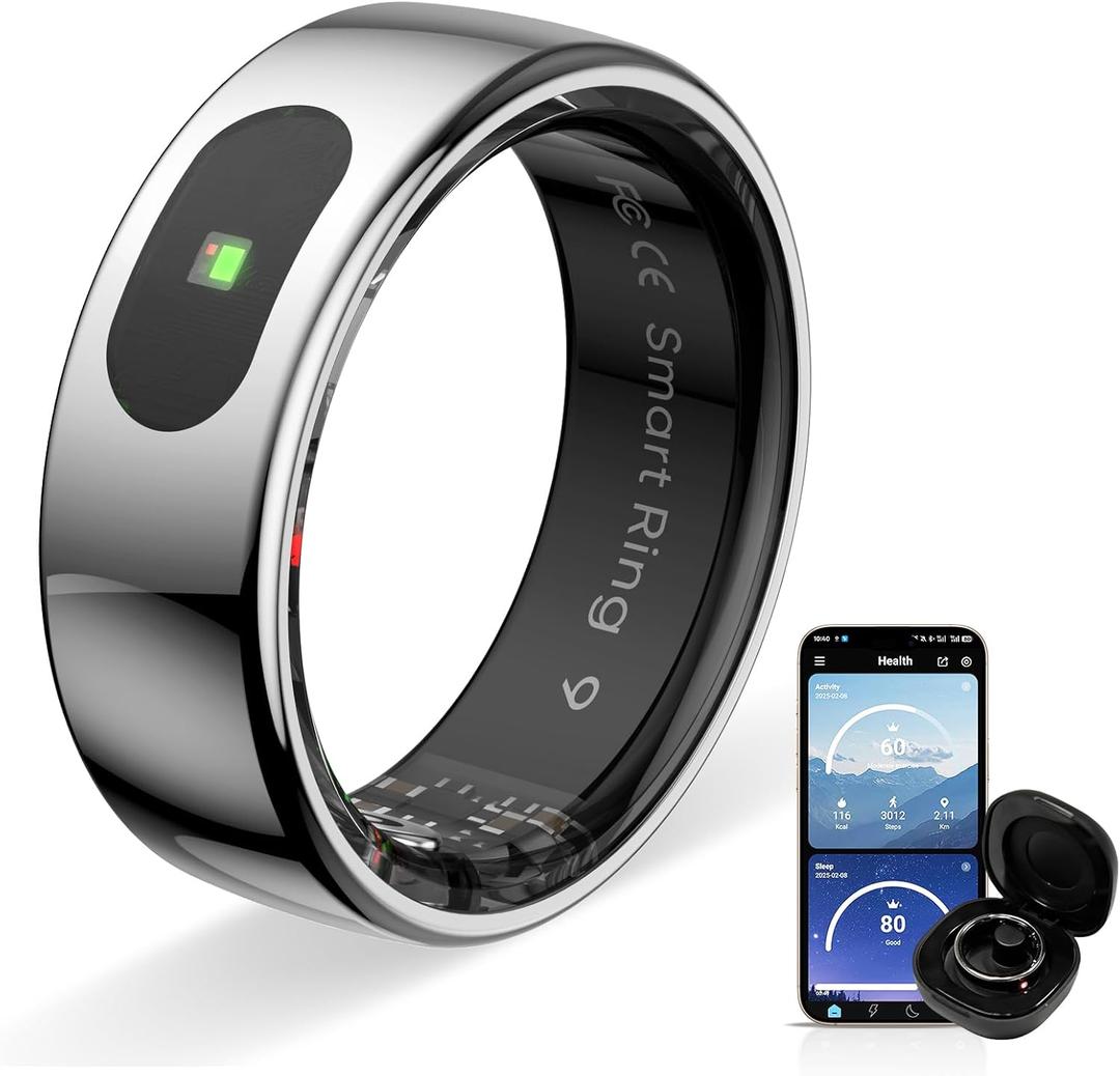 Touch Smart Ring Upgraded Version Health Ring Pro, with Bluetooth Remote Control and Motion Detection, 10ATM Waterproof Fitness Tracker for Men and Women Daily use (Silver Touch, 12)
