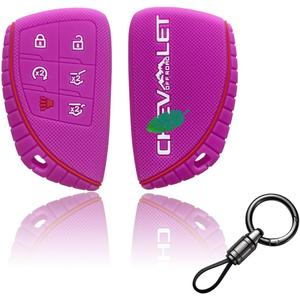 Silicone Key Fob Cover Compatible with 2021 2022 2023 2024 2025 Chevy Tahoe Suburban Key Shell Accessories Key Fob Cover Case Protector Rubber Fob Protector 6 Button (Pink)