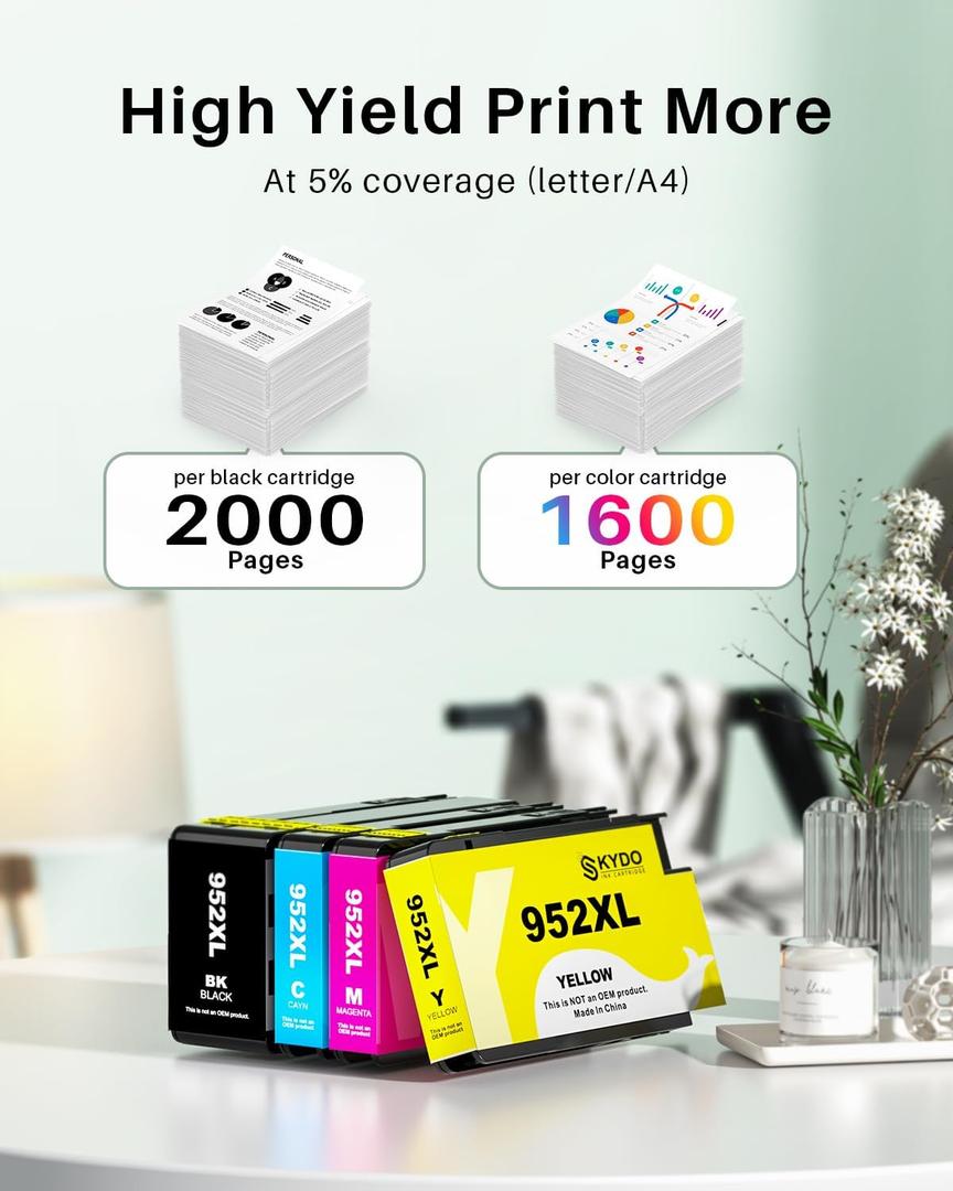 952XL Ink Cartridges Combo Pack Replacement Compatible for HP 952XL 952 XL Ink Cartridges to Use with HP OfficeJet Pro 8710 7740 8715 8720 7720 8210 8725 8740 8730 Printers (4 Packs, B/C/M/Y)