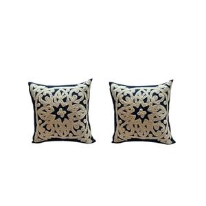 Blossoms Home & Beyond Cushion Covers 18x18 inch Set of 2 Premium Embroidered Decorative Throw Pillow Covers for Bedroom Sofa & Home Decoration
