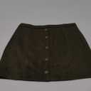 Meyeeka Women's Button Front Faux Suede High Waist A-line Mini Skirt with Pocket L Army Green
