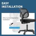 Small Office Desk Chair, Ergonomic Adjustable Home Office Swivel Chairs with Wheels, Comfy Mesh Rolling Computer Desk Task Armless Chair for Home, Bedroom, Study, Adults, Classic Black