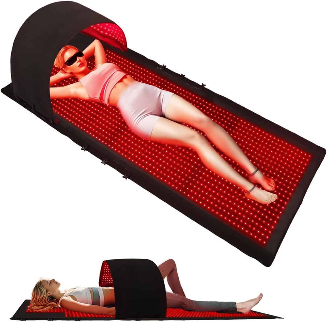 2025 Upgraded 4 Modes Compact Chamber of Red Light Therapy for Full Body Pain Relief,74"x33"+49.6"x15.6"with1655 Dual-Wave(660nm&850nm) LEDs,Multi-Mode Customization,Premium Leather(Black74"x33")