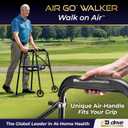 Air-Go Foldable Walker with Seat, Rollator Walkers for Seniors with Airgonomic Grips, Adjustable Height 4'9"-6'7", 300 lb Capacity, Black
