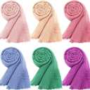 Geyoga 5 Pcs Women Scarf Shawl Hijab Scarfs Cotton Blend Shawl Crinkle Wrap Head for Seasons, Bright Colors (Pink missing)