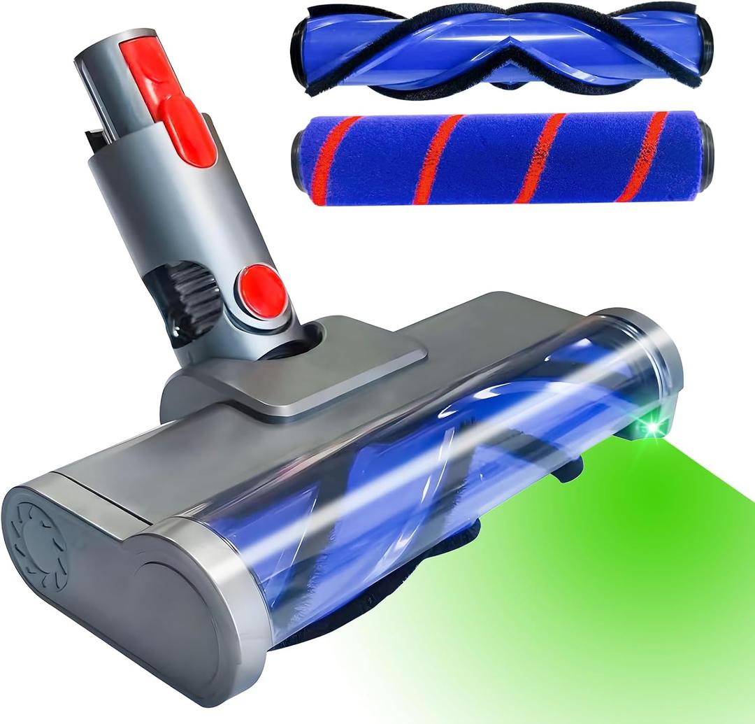 Vacuum Head for Dyson V7 V8 V10 V11 V15 Cordless | Anti-Tangle Motorhead with LED Light | Quick-Release Vacuum Cleaner Head Attachments for Hard Floors & Carpets-2 Roller Brush