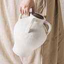 Large White Ceramic Vase - 10.8 Inch Rustic Farmhouse Vase with Handles for Home Decor, Vintage Tall Vases for Living Room, Table, Bathroom, Holiday & Weddings (Rock Sand White)