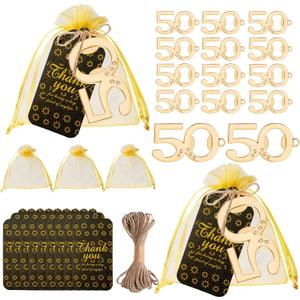 50th Birthday Party Favors Beer Opener with Bags and Cards Birthday Souvenirs for Guests (50 Keychain bottle opener 25 pcs)