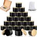 MGLIFEUL Candle Tins Jars Container Vessels for Making 4 8 Oz Black Empty Candle Tins Can Gift Box Packaging Plate with Lids Wax Container Bulk Making DIY Candle Supplies Accessories(Black,8oz,24pcs)