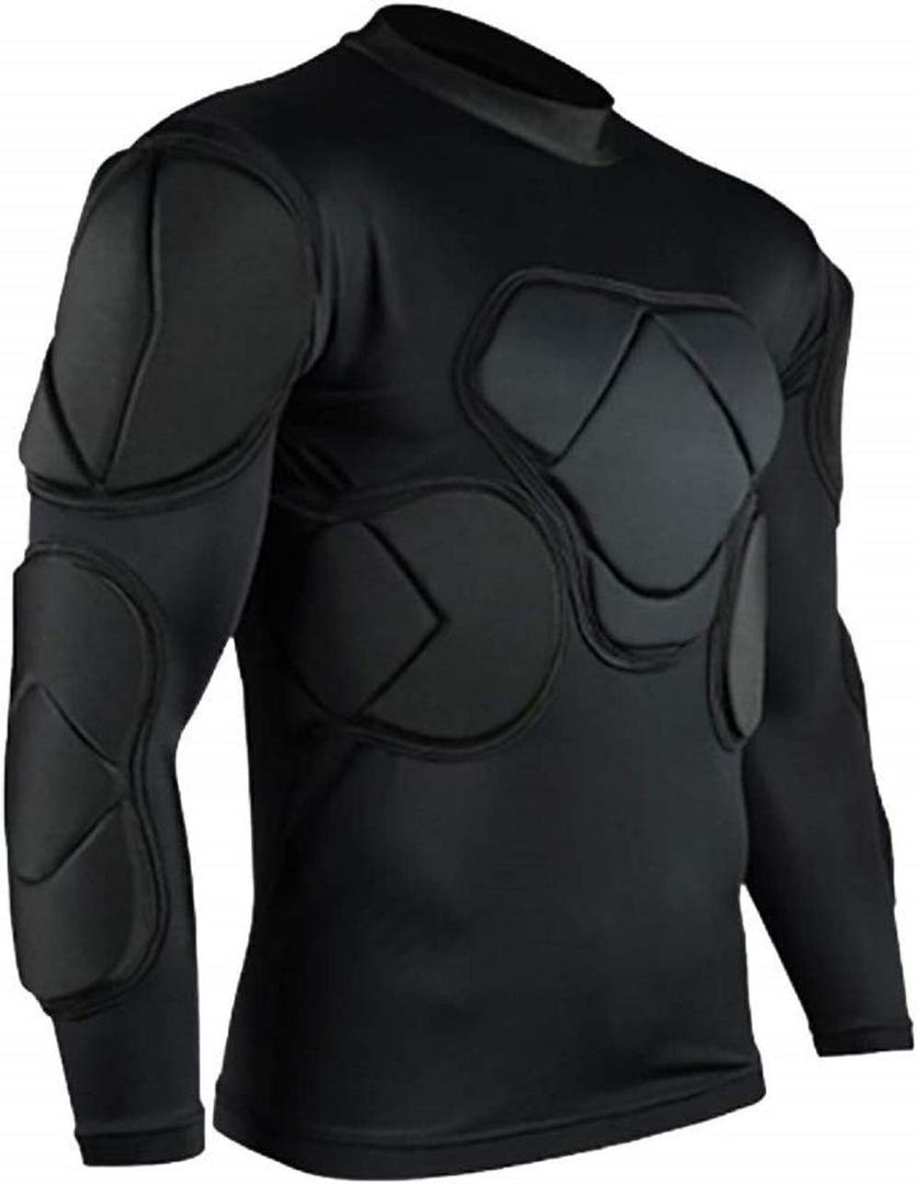 Men's Padded Football Protective Gear Set Training Suit for Soccer Basketball Paintball Rib Protector, Size S (Black)