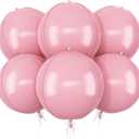 6Pcs Baby Pink Round Foil Balloons, 22inch Large 4D Helium Light Pink Mylar Balloon, Pastel Pink Foil Balloon for Princess Birthday Baby Shower Wedding Anniversary Valentine's Day Party Decoration