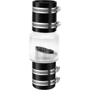 2" Check Valve-Silent Sump Pump Check Valve with Spring-Loaded Flapper, Check Valve for Backflow Prevention, Includes Steel Clamps Fit 7-1/4" Gap in 2-Inch Schedule 40 PVC