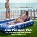 SLOOSH Inflatable Tanning Pool Lounger Float, 85" x 57" Extra Large Pool Floats Adult with Pillow, 4 in 1 Suntan Tub Raft Floatie,Sunbathing Bed Lounge for Water Blow Up Ball Pit, XL-Dark Blue