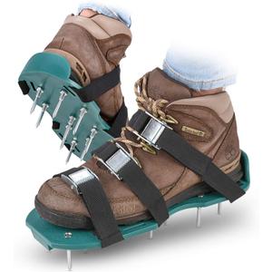 Abco Tech Lawn Aerator Shoes for Grass - Yard Aeration Tool with 3 Adjustable Straps and Heavy-Duty Metal Buckles - Aerating Shoes for Lawn Care, Grass Health, and Soil Ventilation, One Size