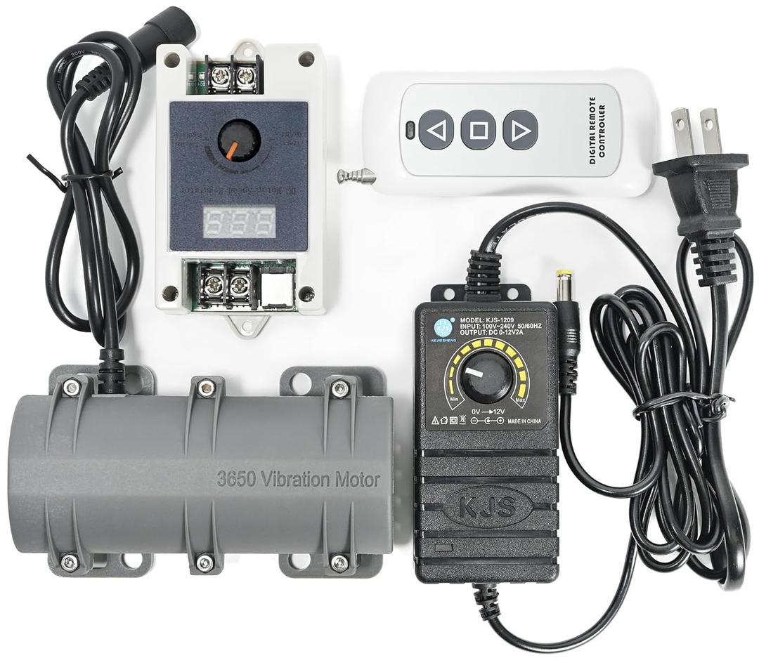 3800RPM Electric Vibration Motor with Speed Regulator + Remote Control, DC 12V Vibrating Motor 10W for Electric Massage Chair Bed Industry Sieve Shaker More