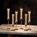 NUPTIO Hurricane Candle Holder for Centerpiece: Set of 6 Tall Candle Stick Holder with Ribbed Glass Cover - Bulk Metal Taper Candle Holders for Living Room Wedding Birthday Decor (6pcs)