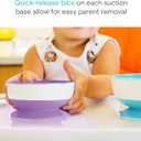 Munchkin Stay Put Suction Bowls for Baby and Toddler, 3 Pack, Blue/Green/Purple