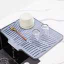 Silicone Dish Drying Mat for Kitchen Counter,Non-Slip Dish Drying Pad with Drain Lip,Heat Resistant Sink drying Mat for Dishes,Large Rubber dish drain mat dish rack mat (Grey,15.8"x13") (Gray)