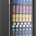 EUHOMY Beverage Refrigerator Cooler, 125 Can Mini Fridge with Glass Door for Soda Beer or Wine, Beverage Cooler for Home, Office, Bar with Adjustable Removable Shelves, Black, 3.2 CUFT-Flat Shelf