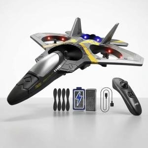 Sky Riders Rc Jet Plane with Light, Foam Remote Control Airplanes for Gift Chirstmas, RC Airplane Fighter Jet 360 Flip Fighter Jet, Stunt Roll, Airplane Gifts for Boys