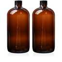 2 Pack 16 oz Amber Glass Boston Bottles with Phenolic Poly Cone Caps. Perfect Glass Brewing Bottles for Lab,Fermentation,Storing Kombucha,Brewing and Juicing.