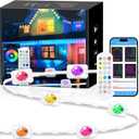 KISUFU 100FT Permanent Outdoor Lights for House, 24V Smart Outside Lights with 221 Modes, App & Remote Control, IP68 Waterproof, Year-Round Roof & Eaves Lighting for Valentine, Holidays (100FT)