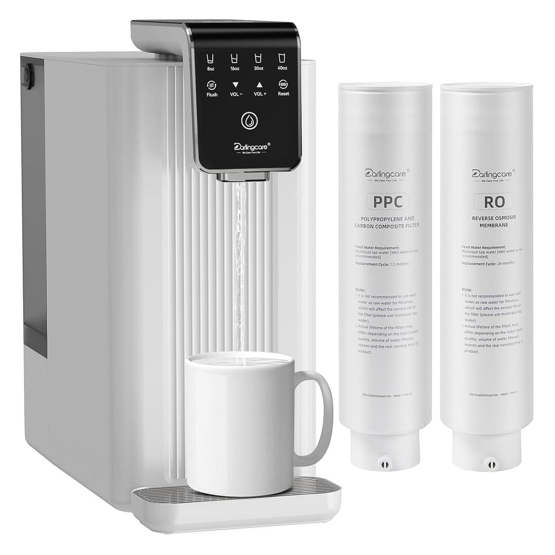 Reverse Osmosis Water Filter Countertop : 6-Stage Reverse Osmosis System with UV TDS Monitor SGS NSF/ANSI 58 Certified 3:1 Pure to Drain Darlingcare Water Purifier for Kitchen Office Home (White)