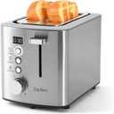 2 Slice Toaster with Wide Slots for Bread & Bagels, Stainless Steel Toaster with Digital Countdown, 6 Shade Settings, Defrost, Reheat & Cancel, Compact Design for Kitchen