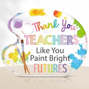 Vercraft Art Teacher Appreciation Gifts for Women Men Acrylic Thank You Appreciation Gifts for Art Teacher Clear Table Keepsake Sign Paperweight Birthday School Graduation