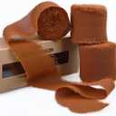 3 Rolls Rust Red Handmade Fringe Chiffon Ribbon 1.5" x 7Yd Yard Silk-Like Colorful Rustic Ribbon for Bouquets Wrapping Decor Wedding Tie Invitations Crafts