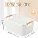 Tioncy 4 Pcs White Mesh Baskets with Wooden Handles Plastic Storage Organizer Baskets Pantry Basket Fruit Vegetables Gathering Basket Bin for Organizing Cabinet Closet Bedroom Kitchen(Medium)