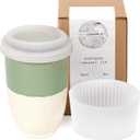 NOVA CERAMICS Travel Mug - Ceramic To Go Coffee Mug With Lid – Travel Mug Ceramic To Go Cup – Microwave & Dishwasher Safe Ceramic Coffee Mug With Lid - Gifts For Women Men Him Her – 12oz – Sage Green