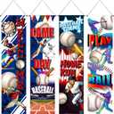 Breling 4 Pack Baseball Field Backdrop Banner Decorations with Welcome 47.24" x 11.81" Large Baseball Background for Sport Themed Birthday Party Wall Door Sign Decor