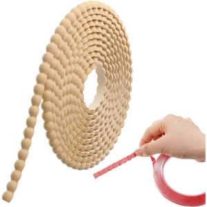 Leinuosen Flexible Molding Trim Peel and Stick for Walls Decorative Bead Pearl DIY Wall Trim for Bathroom Mirror Frame Border Backsplash Ceiling Cabinet TV Wall Edge(Wood,10ft /8 mm)