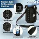 Panmout Hands-Free Magnetic Gym Bag with Gym Bottle - 3-in-1 Water Bottle Holder with 6 Magnets, 3 Pockets, Fits up to 40oz Bottle and Large Phone, Shoulder Strap for Gmy, Hiking and Travel (Black)