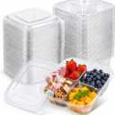 50 Pcs Snack Containers, 4 Compartment Bento Box with Lids, Plastic Food Storage Containers for Work Travel Camping(Clear)