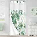 Litabel Small No Hook Sage Watercolor Floral Shower Curtain and Liner Set, Flower Shower Curtains with Snap in Liner for Summer Green Bathroom Decor, Botanical Waterproof Shower Curtain Set,36x74