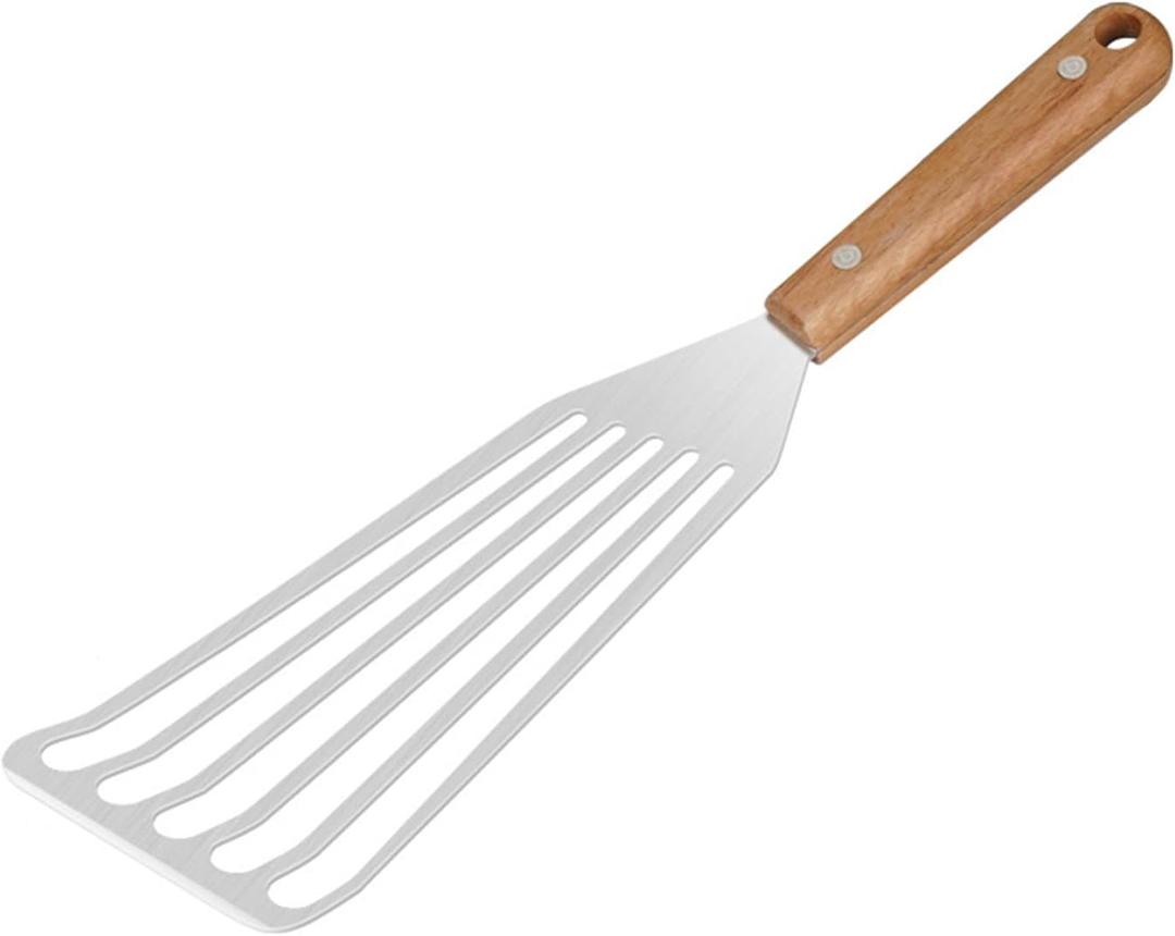 12.4" Stainless Steel Cooking Utensil, Kitchen Slotted Turner, Fish Turner Great for Egg/Meat Turning, Griddles & Grill