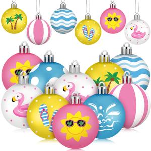 HyDren 40 Pcs Summer Tree Ornaments Spring Summer Hanging Tree Decorations Coconut Dot Wave Stripe Flamingo Ornaments Tropical Party Decor for Home Luau Holiday Decorative Supplies