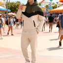 Hzyouke Mens Hoodie Tracksuit Set 2 Pieces Athletic Hooded Sweatsuit Casual Outfit Sweatshirt and Joggers Set Khaki XX-Large