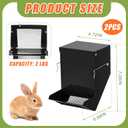 Maxcheck 2 Pcs Rabbit Feeder for Cages Small Animal Food Pellet Dispenser with Lid Metal Chicken Grit Oyster Shell Squirrel Feeders Outside(4.7 Inches,Mesh Bottom,Black)