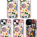 for iPhone 15 Case, Retro Party Collage Pattern with Disco & Gin, Military-Grade Drop Protection, Pop Art Disco Soft Slim TPU Protective Cover with Camera Protection for Girls (LightBalls)