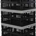 Jekiyo 16-Liter Folding Crates Storage, Collapsible Container Plastic, Set of 3 (Black)